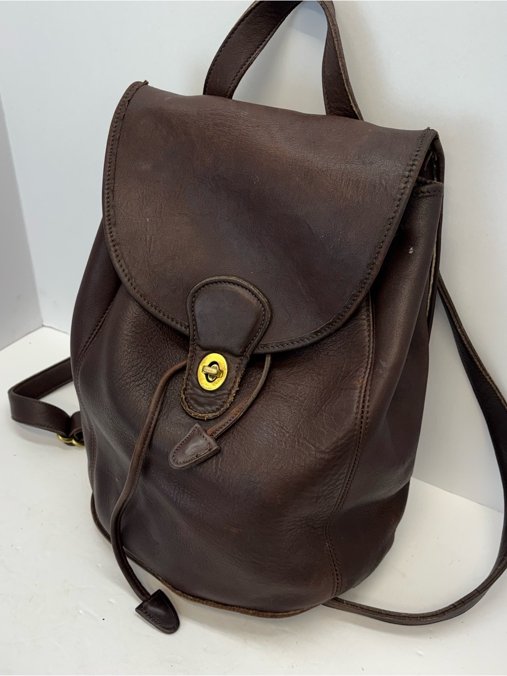 Vtg Coach Leather Drawstring Bag Backpack 9943 Brown Daypack Rucksack USA Read